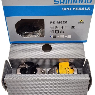 Pedales de bicicleta Shimano PD-M520 XC sin clip con tacos SM-SH51 negros SPD PAQUETE ABIERTO Foto 1 de 2