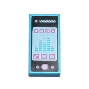 LEGO Smartphone Medium Azure Blue 1x2 Tile 3069pb0854 Replacement Parts Pieces - Picture 1 of 2