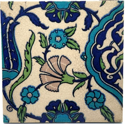Azulejo estilo persa recuperado vitoriano 8" Maw & Co C1870 AE6 - Imagem 1 de 4