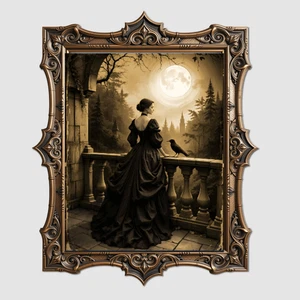 Victorian Woman Painting Print Gothic Raven Dark Academia Romance Wall Art - Picture 1 of 17
