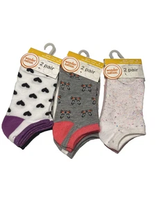 wonder nation 6 pairs girls socks size medium 10.5 - 4 (3 packs 2 count each) - Picture 1 of 8
