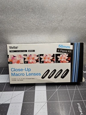 Vivitar 4Pcs 58mm  Close-Up Macro Dioptric +1,+2,+4,+10 Lens Set With Wallet - Image 1 of 4
