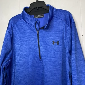 Under Armour Cold Gear 1/2 Zip 2XLT Heathered Blue Long Sleeve Pull Over 27x32 - Picture 1 of 10