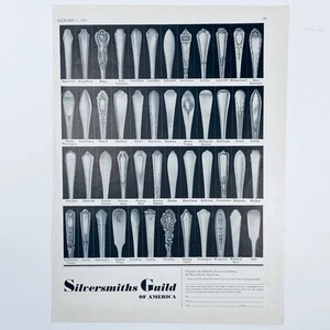 1931 Silversmiths Guild Vintage Print Ad Showing Popular Patterns of 1930s - Picture 1 of 1