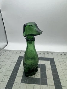 RAR Vintage Italien Empoli grün Glas Dackel Hund Dekanter Flasche Kunst Dekor - Bild 1 von 8