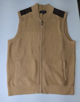 Roundtree & Yorke Men's Brown Beige Cotton Full Zip Casual Vest Size Large - Image 1 of 4