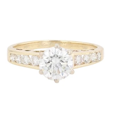 1.30ctw Diamond Solitaire with Accents Engagement Ring 14k Yellow Gold Size 5 - Image 1 of 4