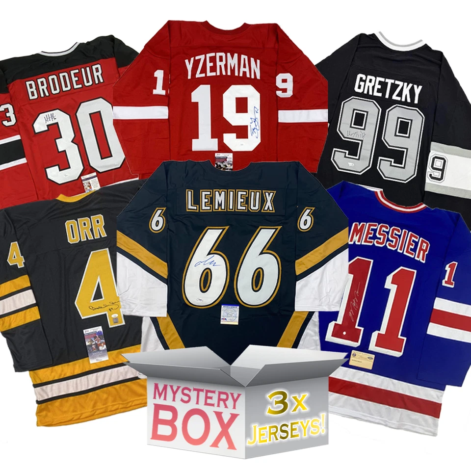 3x Hall of Famers Autographed/Signed Hockey Jerseys Mystery Box PSA JSA or BAS - Image 1 of 1