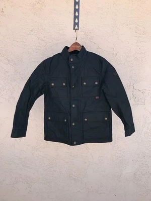 全新无标签/B 男孩 Belstaff 打蜡棉夹克,黑色,美国 8 码 — 第 1/4 张图片