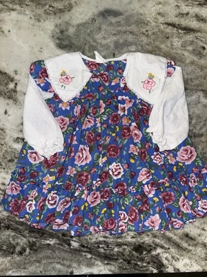 Vintage Baby Girl Floral Dress 12-18 Months Long Sleeve Dainty Lace - Image 1 of 2