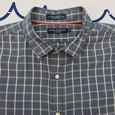 Camisa de vestir Daniel Cremieux Classics azul marino y verde a cuadros con botones delanteros talla XL  Foto 1 de 4