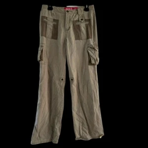 Vintage Y2K Zana Di Pants 7 Khaki Cargo Pockets Straight Leg Cotton Neutral - Picture 1 of 8