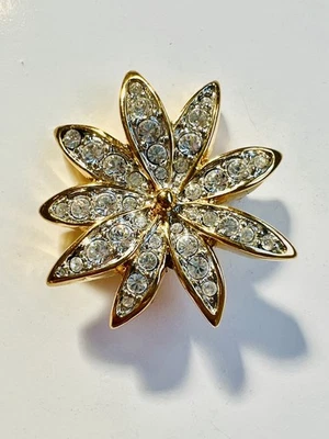 Broche prendedor vintage firmado Swan Swarovski Starburst cristal crisantemo Foto 1 de 4
