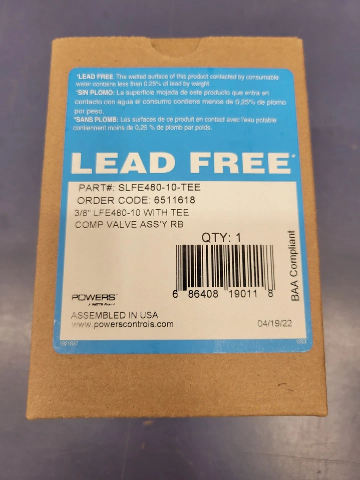 Powers SLFE480-10-TEE Thermostatic Mixing Valve 3/8" Compression LFE480 - Image 1 of 1