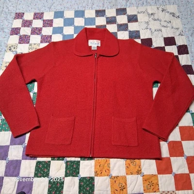 Vintage Tally Ho Wool Sweater Size Medium Red Pollak Full Zip Sweater Jacket - Image 1 of 4