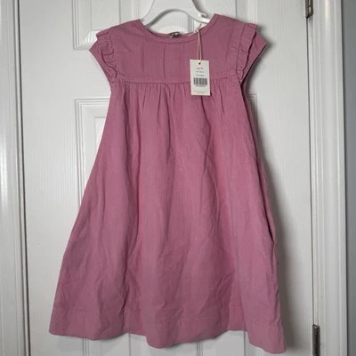 Mini Boden Easy Everyday Dress Corduroy Formica Pink w/ Floral Lining Girls 6-7y - Image 1 of 4
