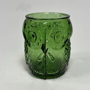 Vintage Green Owl Glass Japanese Tealight Holder Sake 8 Ounce Small Single - Picture 1 of 6