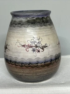 Handmade Pottery Vase Colorful Flower Signed - Picture 1 of 11