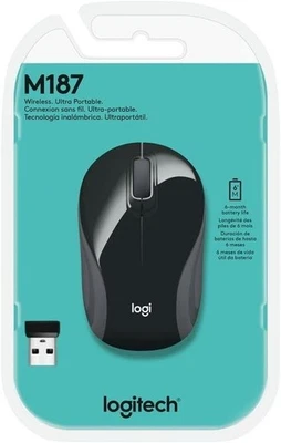 Logitech - M187 Mini Wireless Optical Ambidextrous Mouse - Black NEW - Image 1 of 4