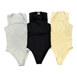 OQQ Women's 3 Piece Bodysuits Sexy Ribbed V Neck Sleeveless Tank Tops Medium - Picture 1 of 2