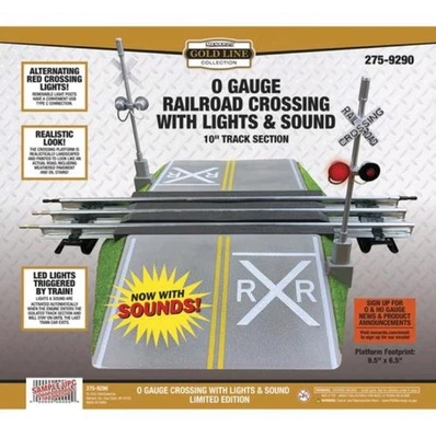 O Gauge Railroad Crossing Gates with Flashing LED Lights & Sound - Image 1 of 4