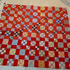Trapuntino patchwork country non rifinito cucito a mano 69x78" - Foto 1 di 6