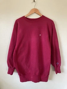 VTG 90s Champion Reverse Weave Pink Sweatshirt XL Fit Distressed USA Pullover - Picture 1 of 7