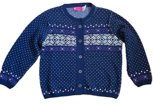 Vintage Binghamton Knitting Co Navy Blue Fair Isle Cardigan Gr. XS Nordic Preppy - Bild 1 von 7
