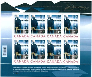 Canada Scott # 2219 Captain George Vancouver Uncut Stamp Sheet MNH - Picture 1 of 1