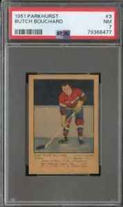 1951-52 PARKHURST #3 BUTCH BOUCHARD PSA 7 (RC) CANADIENS HOF NICELY CENT *CC0085 - Picture 1 of 2