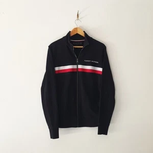 TOMMY HILFIGER mens long sleeve sweater Full Zip pockets Cotton Size M - Imagen 1 de 6