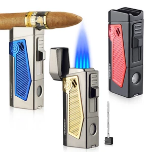 Torch Lighters 4 Jet Flame Metal Refillable Butane Lighter Gadgets for Men Gift - Picture 1 of 15