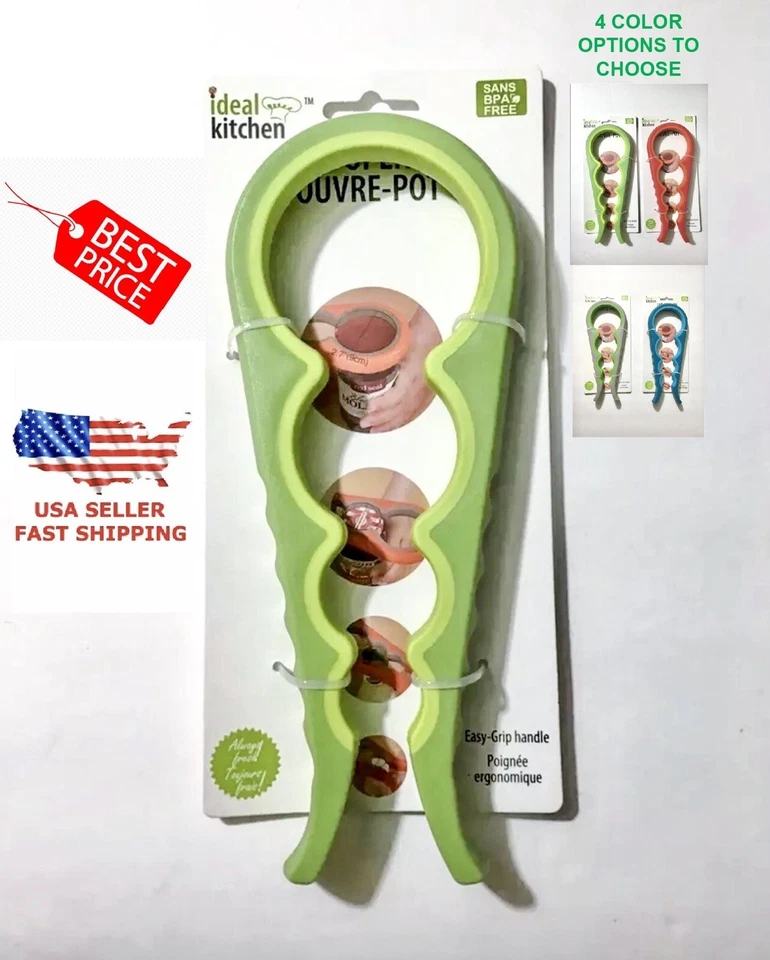 1 PC IDEAL KITCHEN 4 IN 1 BPA FREE MULTISIZE JAR AND BOTTLE OPENER 4 COLORS - Image 1 of 4