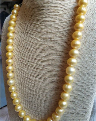 20" Natural South Sea Golden Yellow Baroque Pearl Necklace 14k Gold P - Image 1 of 4