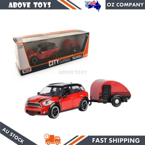 Motormax 1:24 Scale Mini Cooper S Countryman With Trailer Toy Model Collection - Picture 1 of 4