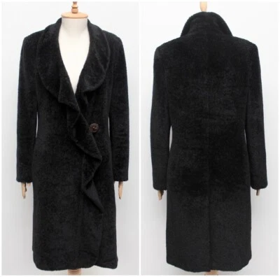 Women's MAX MARA Alpaca Wool Long Black Coat Overcoat RARE US10 ~M made in ITALY - Image 1 of 4