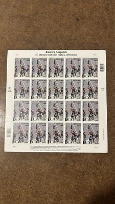 America Responds 9/11 2001 Heroes USA First Class Flag Stamp Sheet 20 USPS NEW - Image 1 of 2