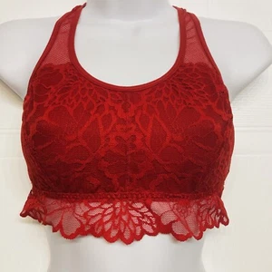 Victoria's Secret Pink Lace Bralette Bra Racerback Unlined Size Small Red - Picture 1 of 10