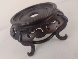 Vintage Chinese Carved Rosewood Scroll Work Vase Stand for 4" Base Vase - Picture 1 of 24