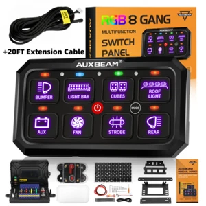 AUXBEAM RGB 8 Gang Switch Panel Toggle Momentary Pulsed Marine + 20FT Extension - Bild 1 von 12