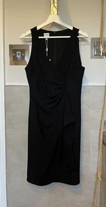 ARMANI COLLEZIONI Black Sleeveless Dress with Gather & Drape Front Size 12 NWT - Picture 1 of 6