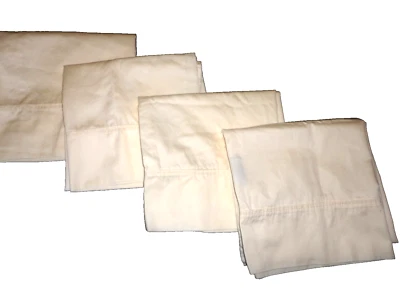 COSTCO CHARISMA IVORY CREAM SOLID SATEEN (4) KING PILLOWCASES 19X39 - Image 1 of 4
