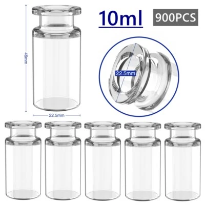 (900PCS) 10ml Tall Sample Headspace Vials Clear Glass Bottle 20mm Crimp Top HPLC - Image 1 of 4