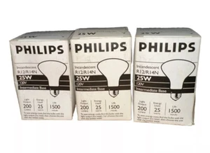 3-PC PHILIPS LIGHT BULBS R12/R14N 25W 120V - Picture 1 of 1