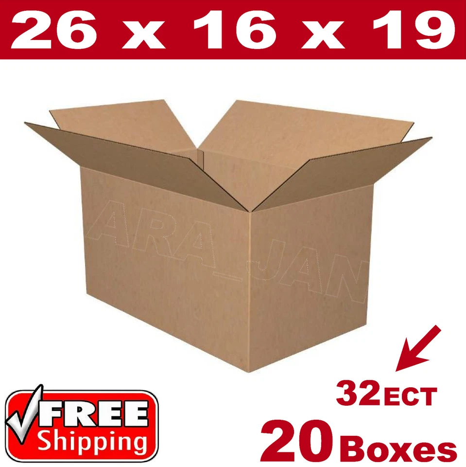 20 - 26x16x19 Cardboard Boxes Mailing Packing Shipping Box Corrugated Carton - Image 1 of 1