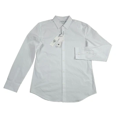 $79.50 CALVIN KLEIN Men’s Slim-Fit Refined Button-Down Shirt White Medium - Image 1 of 4