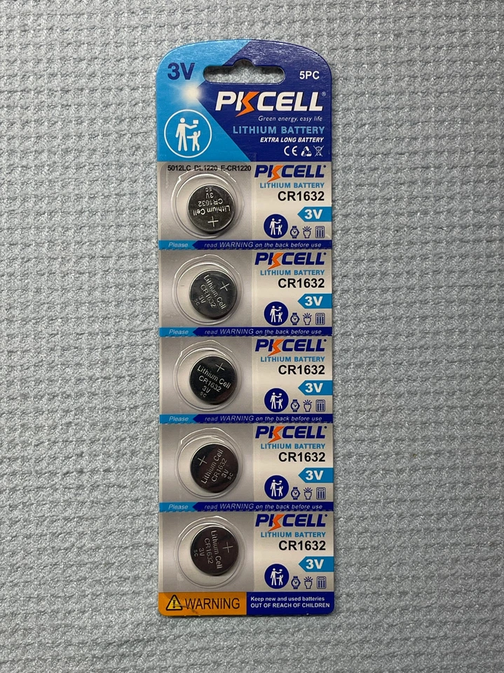 CR1632 PKCELL 3v Volt Lithium Coin Cell (5 Batteries)