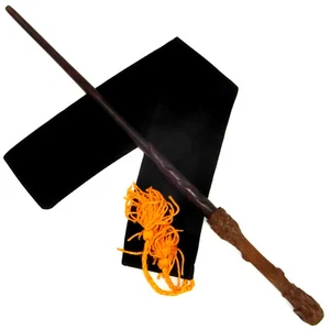 15" Harry Potter Hand Carved Almond Wood Magic Wand Wizard Wiccan W/Velvet Bag - Picture 1 of 12