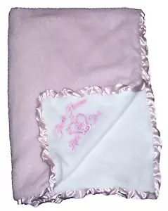 Little Me Pink Thank Heaven for Little Girls Baby Blanket Satin Trim 30x40" - Picture 1 of 2