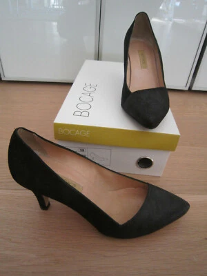 Chaussures escarpins bocage cuir noir Lagina pointure 38 talon 7.5 cm - Photo 1/4